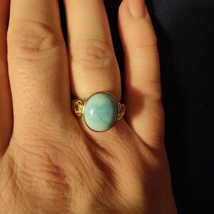 Nwt Sterling silver with 18k accents larimar ring , size 9
